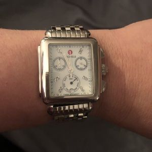 Michele Deco 18mm Silver diamond marker watch.